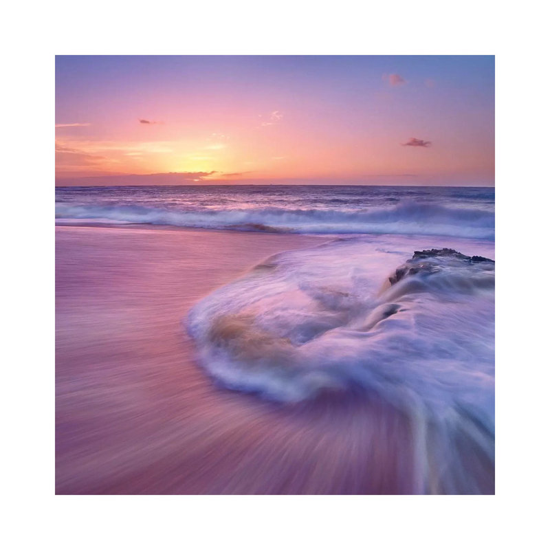 Sandy Beach at Sunset, Oahu, Hawaii 1 Piece Wrapped Canvas Wall Art, 30.48 cm H x 30.48 cm W