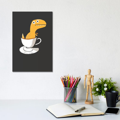 Tea Rex by Michael Buxton - Wrapped Canvas Print