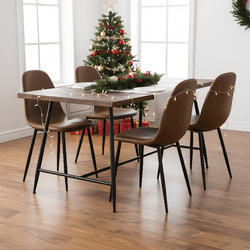 47cm H Upholstered Full Back Side Chair in Brown