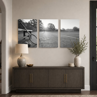 Tennis Court Art Canvas Wrapped Wall Art Set Of 3 For Living Room Bedroom Home Decor