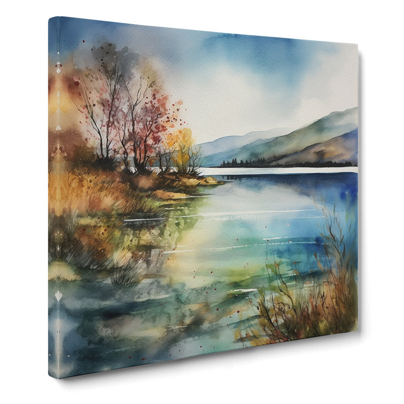 Lake Watercolour No.6 - Wrapped Canvas, 50cm H x 50cm W x 3cm D
