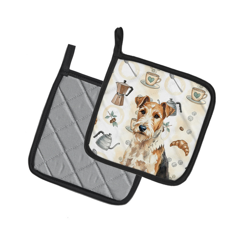 Wire Fox Terrier Coffee Bar Pair of Pot Holders