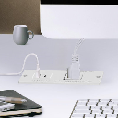 1500w Small Recessed Power Strip With Inset Usb Electrical Outlet Extender Plug Extension Cord Hidden Flush Mount Surge Protector Charging Station For Nightstand Desk Furniture (white)