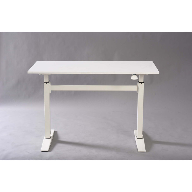 47-Inch Adjustable Standing Desk With Smooth Manual Height Adjustment, White Finish For Enhanced Ergonomics And Productivity