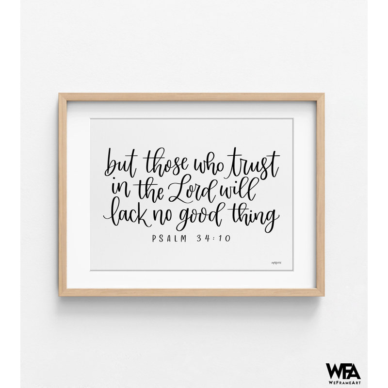 «Trust In The Lord», impression d'affiche de psaume 34:10, très grande entrée murale, impression de décor de petit salon