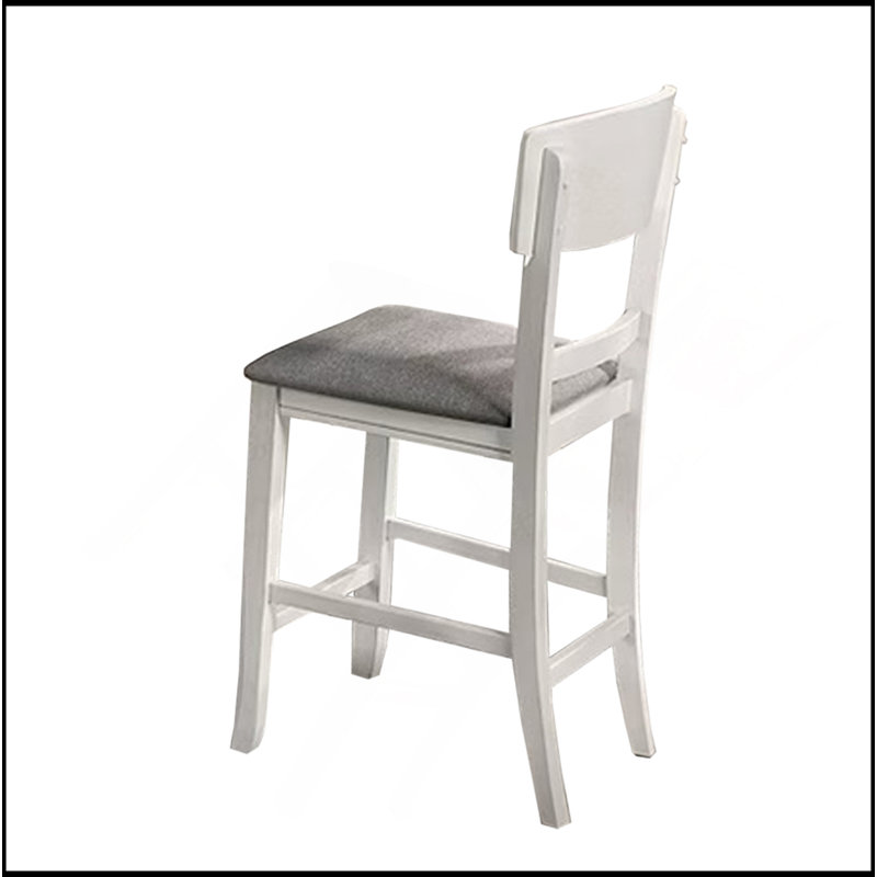 Ensemble de 2 chaises à hauteur de comptoir rembourrées en tissu blanc et gris