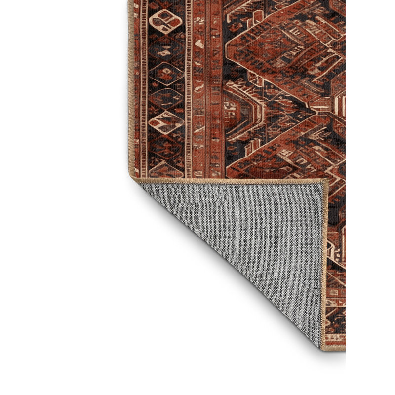 Machine Washable Persian Brown Area Rug, Round 6'