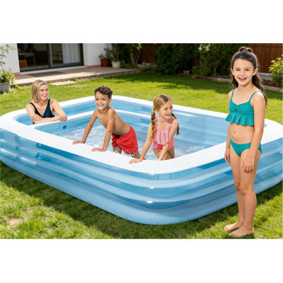 Piscine gonflable bleue à usage domestique, capacité de 277 gallons, 120 x 72 x 22 pouces, idéale pour les jeux d'eau en famille.