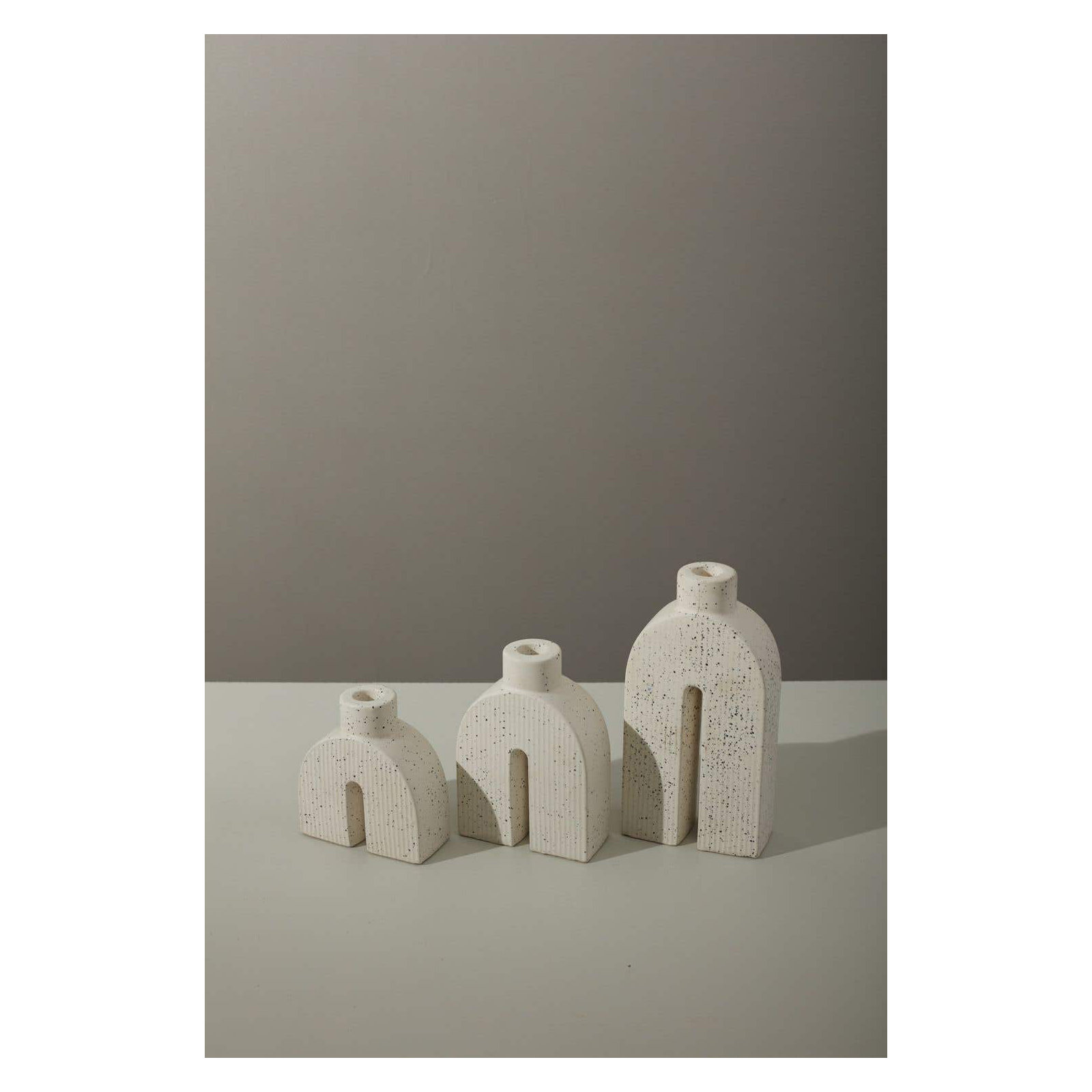 Ceramic Tabletop Candlestick, 9" H x 4.5" W x 2" D