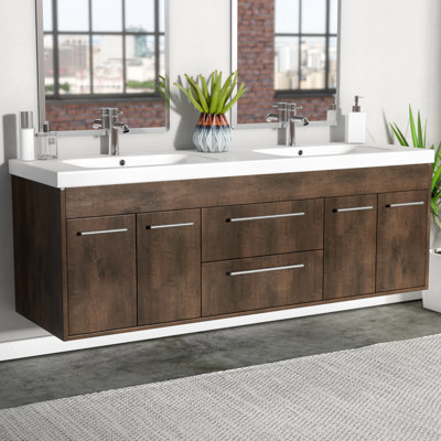 Wauconda 60" Modern Double Bathroom Vanity Set