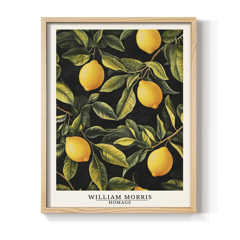 Reproduction encadrée, en bois massif, de la série DL XXX de Wm Morris, H 30 po x l 24 po, Naturel