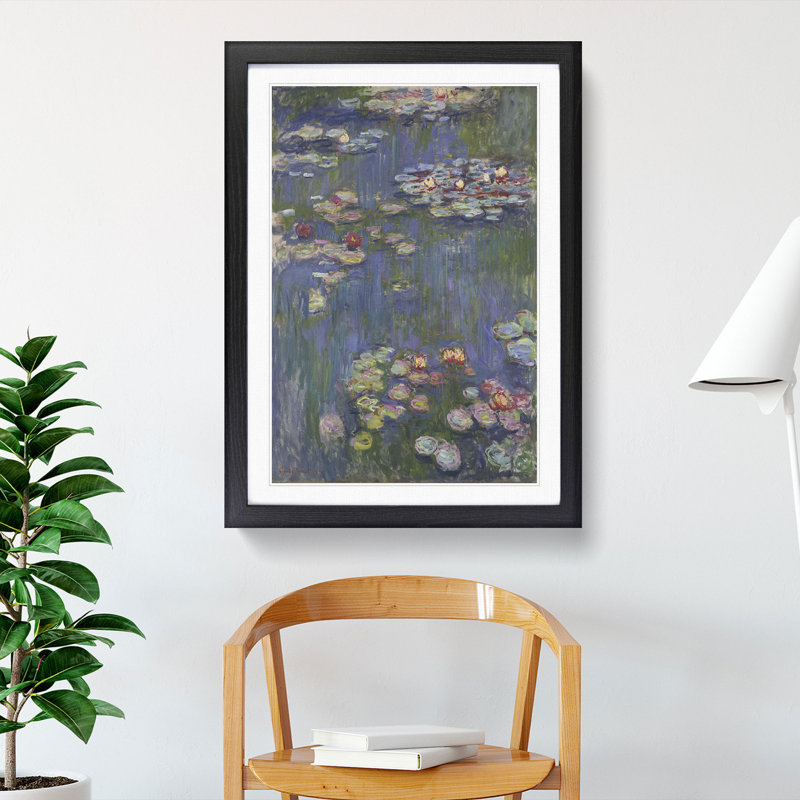 Water Lilies Lily Pond Vol.27 by Claude Monet - Picture Frame Painting, 65cm H x 48cm W x 2cm D, Black