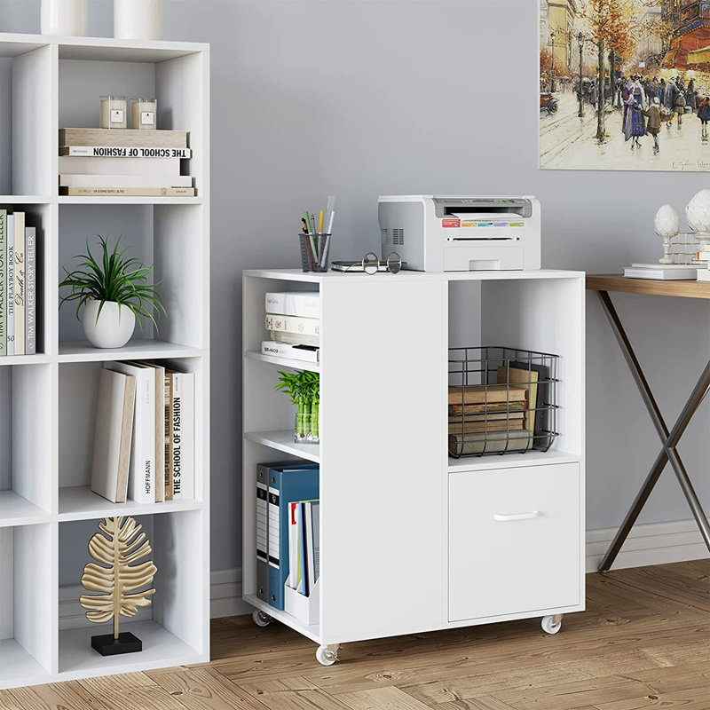 60cm Wide 1 -Drawer Mobile File Cabinet, White 