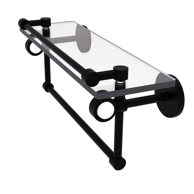 Tablette murale en verre Margolis, H 6,7 po x l 16 po x p 5,8 po, Noir mat