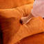 Grand canapé de sol orange moderne avec 4 coussins, canapé en tissu moelleux, matelas pliant en mousse haute densité pour le salon, les invités, la chambre à coucher, aucun assemblage requis