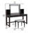 Jexo 3Pc Cherry Vanity Table Set With LED Mirror, 3 Drawer, Gray Padded Stool-117559158