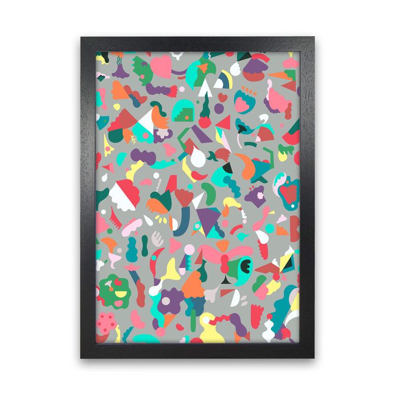 Dreamy Animal Shapes Gray - Wrapped Canvas Print, Black Framed, 34cm H x 25cm W x 3cm D