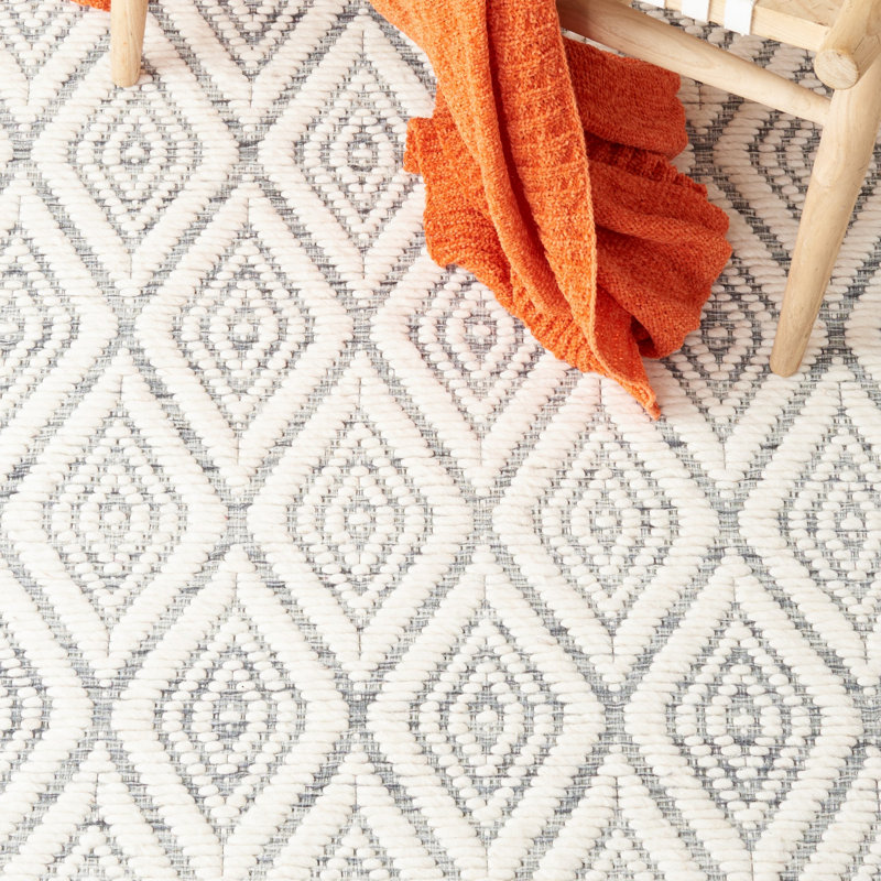 Karaline Hand Woven Wool And Cotton With Latex Geometric Rug, Square 6'