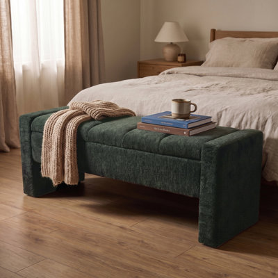 53.9"W Upholstered Flip Top Storage Bench