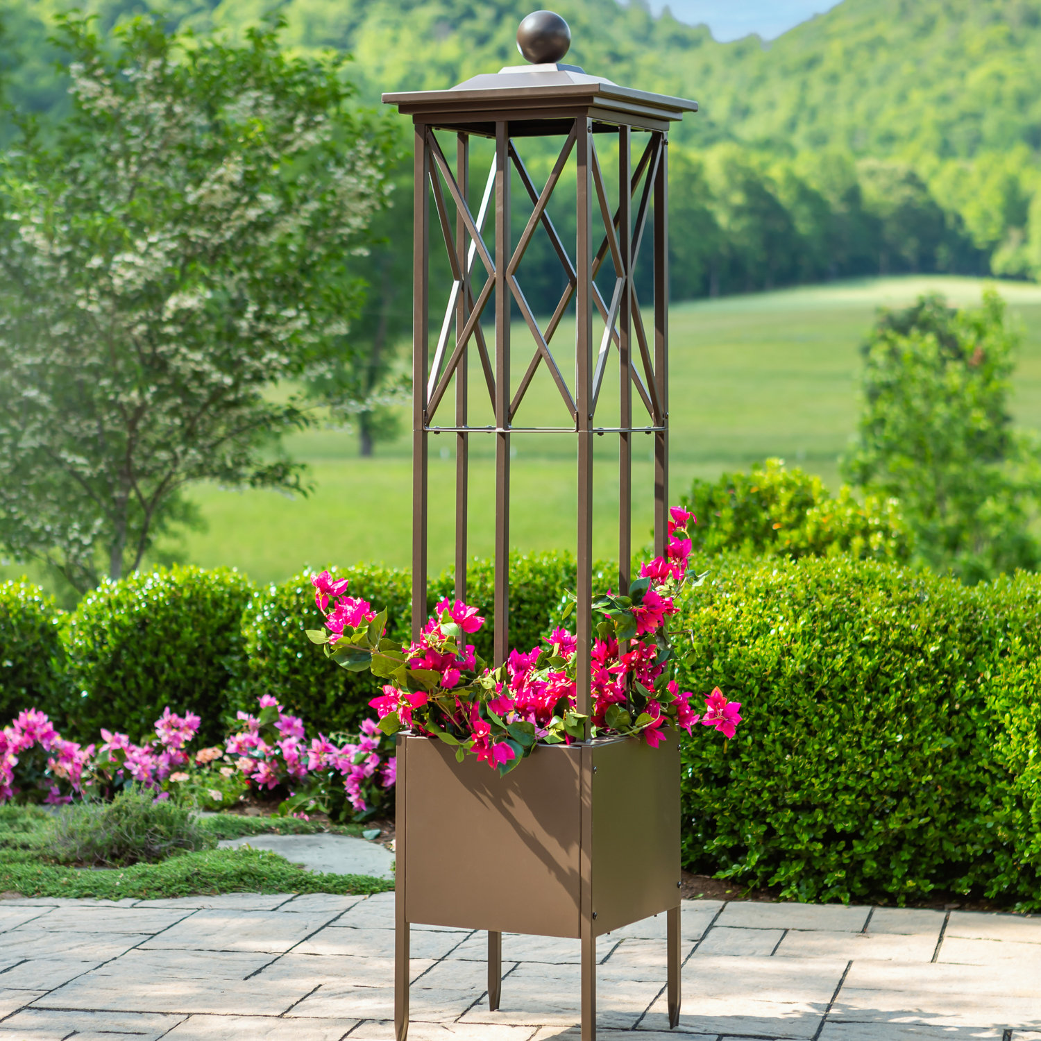 Wildon Home Brentten 72 H X 15 W Craftsman Obelisk With Planter Wayfair
