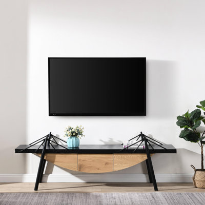 Meuble télé 70,19 po, meuble télé moderne avec tiroir, console média en bois pour la vie et le bureau, armoire noire, meuble et bureau