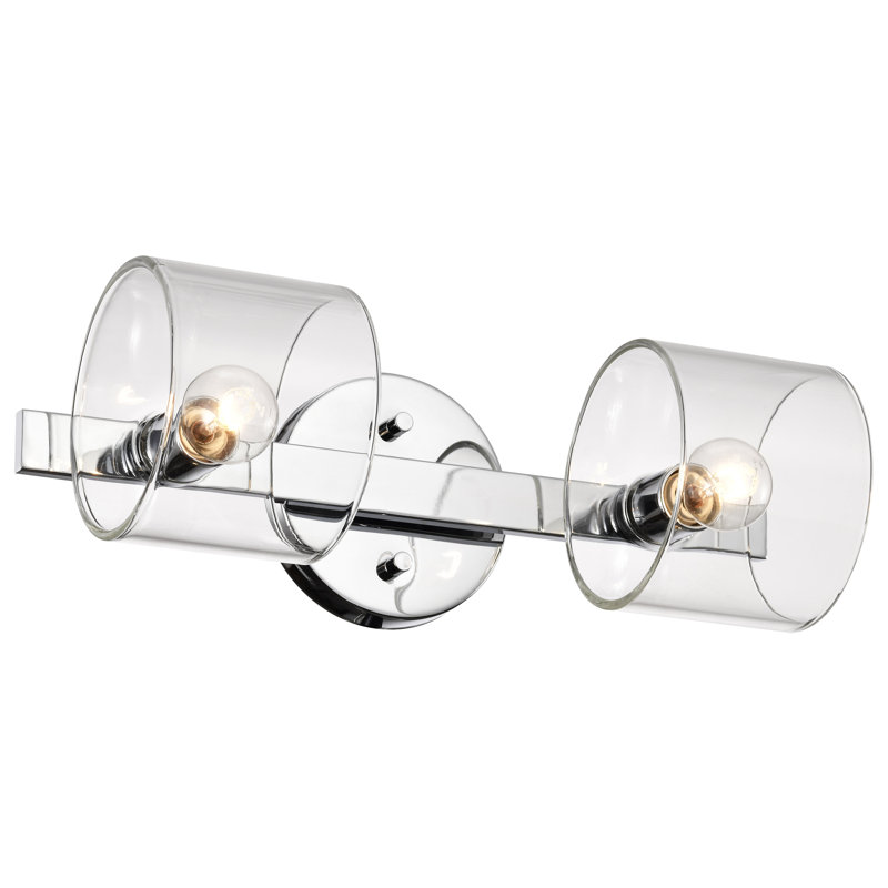 Meuble-lavabo 2 lumières Cloid - Nickel poli avec verre transparent Cloïd