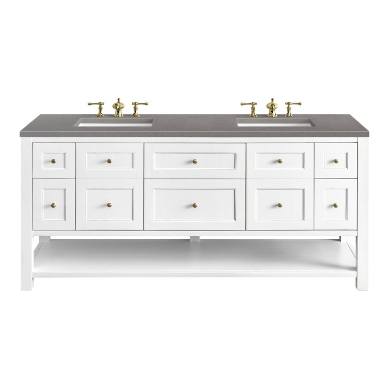 Breckenridge 72'' W Double Vanity, Bright White, Ethereal Noctis, 8" Widespread
