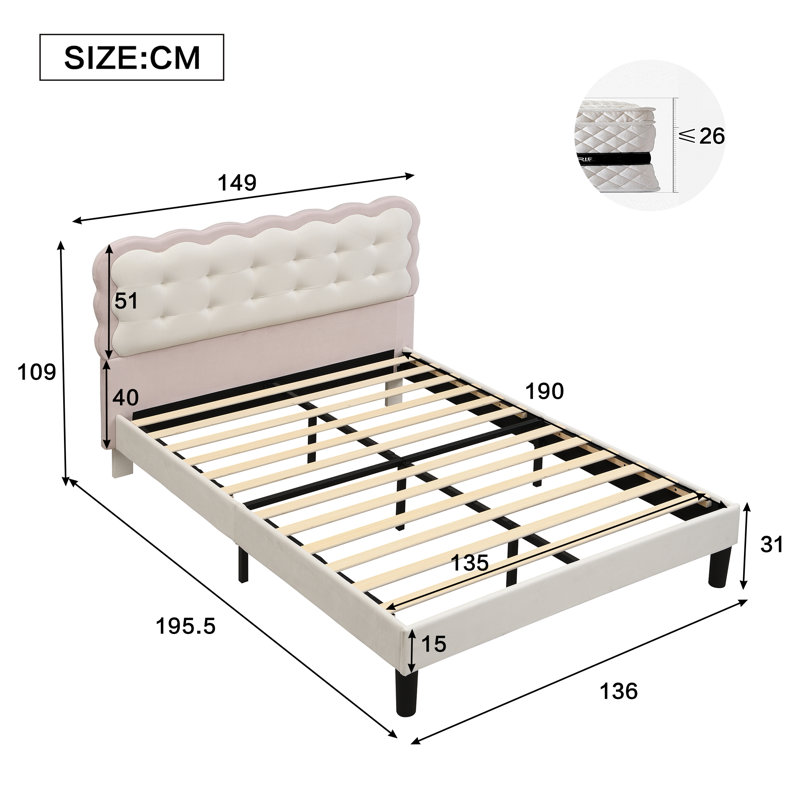 Upholstered Bed, Double (4'6)