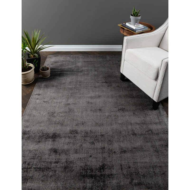 Berlin Distressed Handwoven Fabric Area Accent Rug, Charcoal, Rectangle 8' x 10'