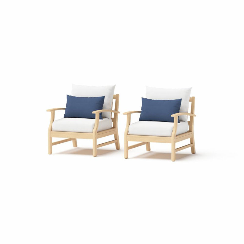 Paulet Acacia Outdoor Lounge Chair , Sunbrella® Cushions Included, Canvas Regatta Sunbrella® Canvas