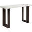 Table à plateau en marbre blanc dans la teinte de couleur blanche, plateau fixe rectangulaire, base double stable en U pour la décoration intérieure avec plateau naturel - Design moderne