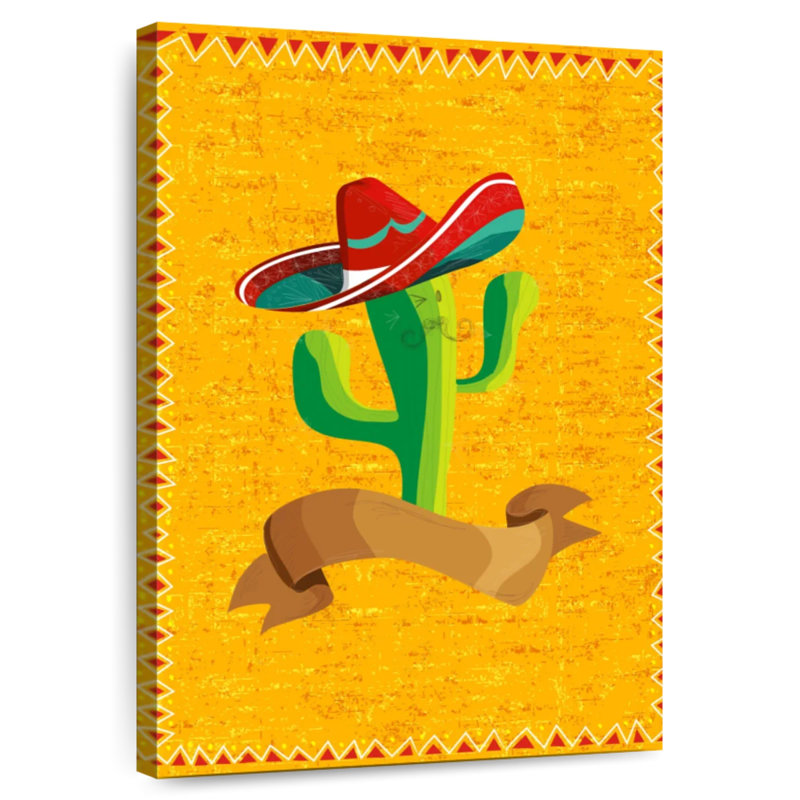 Cactus Wearing Sombrero, 12" H x 8" W
