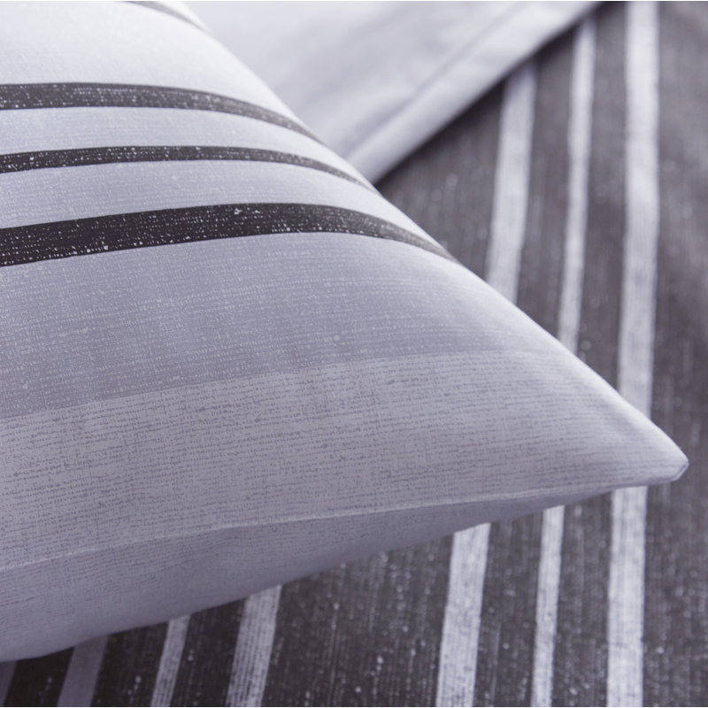 Mahn Striped Duvet Cover Set with Pillowcases, Double - 2 Pillowcases (80 x 80 cm), White