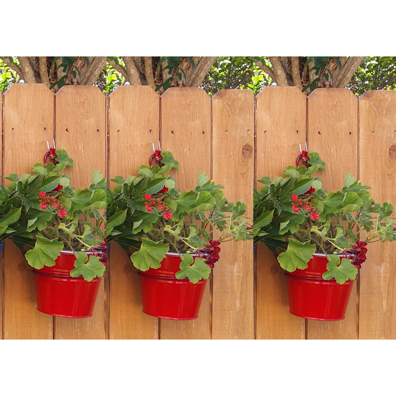 Metal Wall Planter, Red/Brown, 3