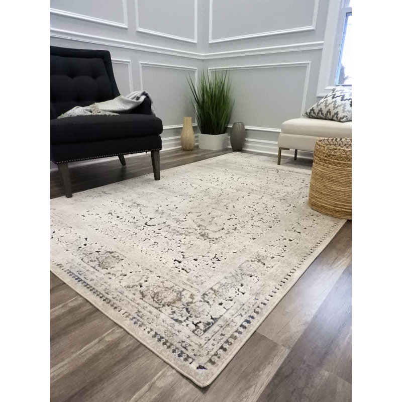Danise Abstract Tan Navy Area Rug, 5' x 8'