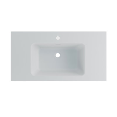 Solid Surface White Bathroom Sink, 24&30&38 Inch, Non-Porous & Stain-Resistant