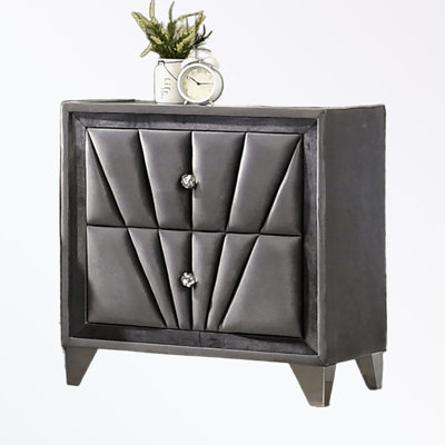 Nightstand with Two Drawers and Glass Top