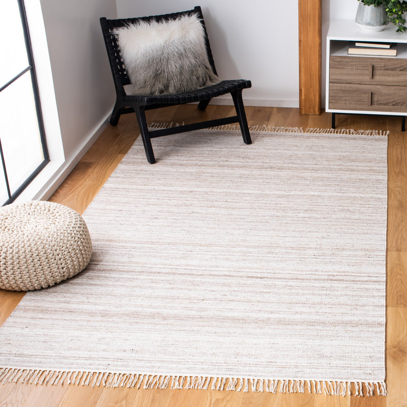 Kilim Hand Loomed Wool/Cotton Rug in Ivory/Brown, Rectangle 8' x 10'