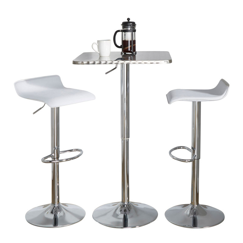 Ensemble de bar carré réglable carré - 3 pièces, Blanc