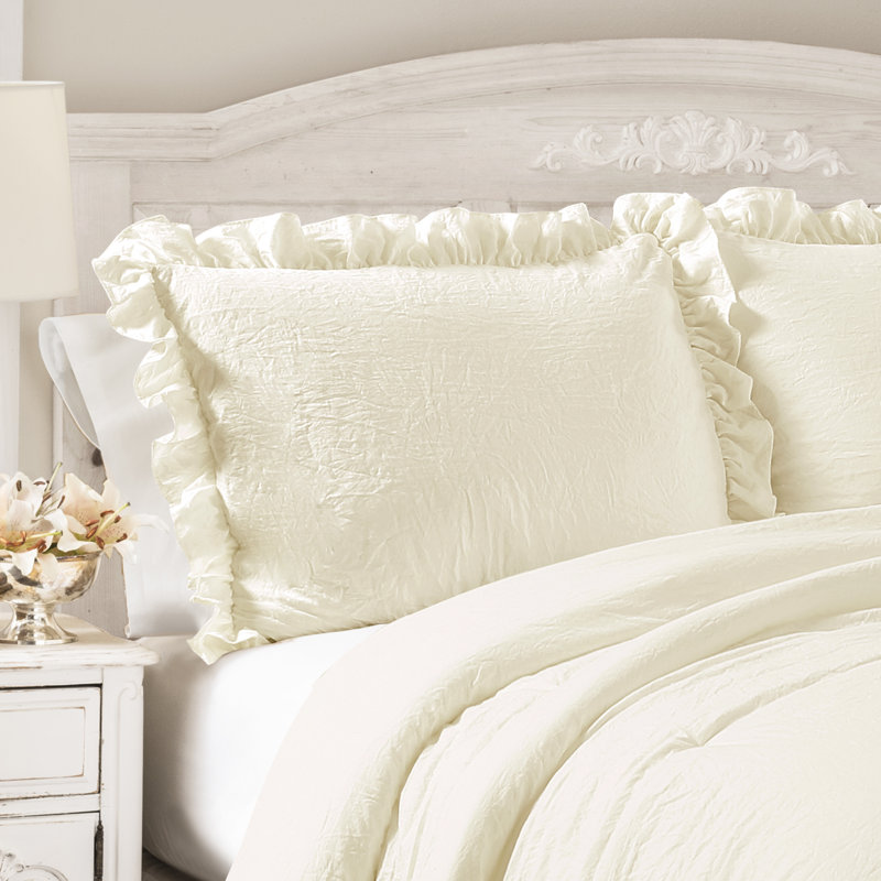 Reyna Microfiber 3 Piece Comforter Set, King Comforter + 2 King Shams, Ivory