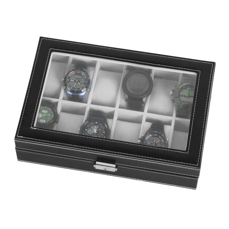 Faux Leather Decorative Box, Black
