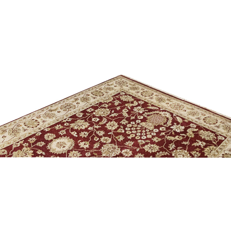 High-Quality Hand-Knotted Red And Beige Area Rug
