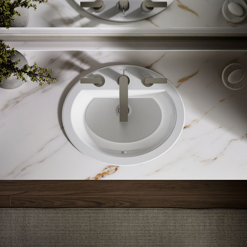 Bryant Vitreous China Oval Drop-In Bathroom Sink with Overflow, White