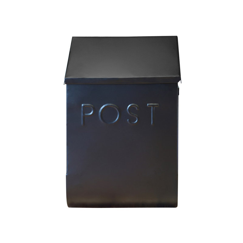 Trixie Black Galvanized Steel Wall Mounted Mailbox with Newspaper Holder