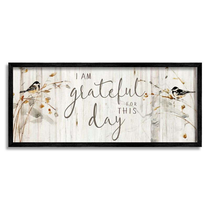 «Grateful For This Day», phrase encadrée sur bois par Sally Swatland, impression, Giclée encadrée noir minuit