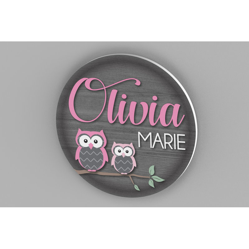 Nom personnalisé owls à bois rond Lympsham