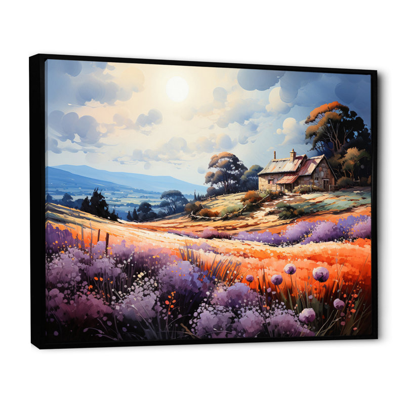 Masias " French Countryside Serenity Pointillism ", H 16 po x l 32 po x P 1 po, Cadre flottant noir