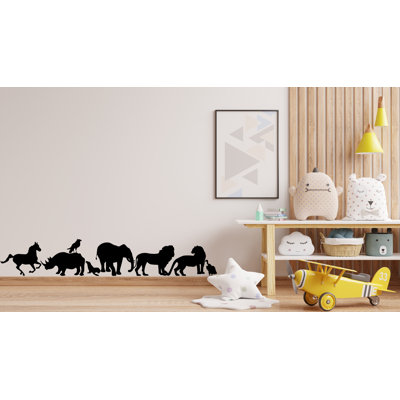 Animals Safari Wall Decal, Animals Set For Wall Decor, Jungle Adventure Wall Decor, Animal Wall Stickers For Nursery, Safari Wall Art, Half Border Wall Decor
