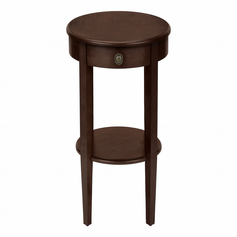 Accent Table, 2 Tier, End, Side Table, Round, Nightstand (Bedside Side Table), Lamp, Veneer, Transitional