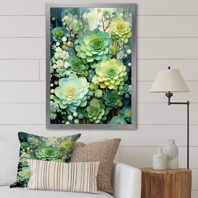 «Jelise Green Succulents Flowers Serene VIII», reproduction sur toile